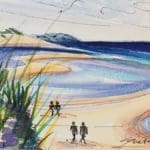 Beach Patterns - ink and watercolour painting on paper
