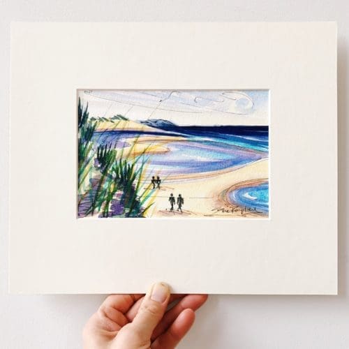 Beach Patterns ink and watercolour painting