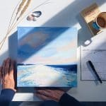 A Sense of Belonging original Coastal oil painting of dramatic evening sky and beach