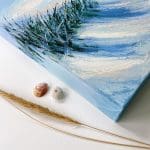 Safe Haven - Close up detail of deep-edged canvas. Coastal view from the safety of the dunes looking out to sea. Dramatic evening sky