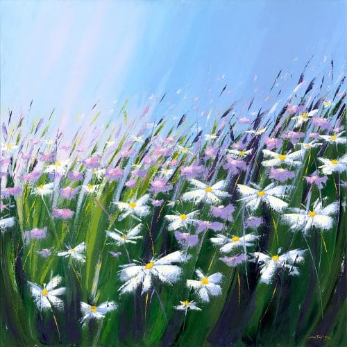 Magical Midsummer - large meadow inspired oil painting
